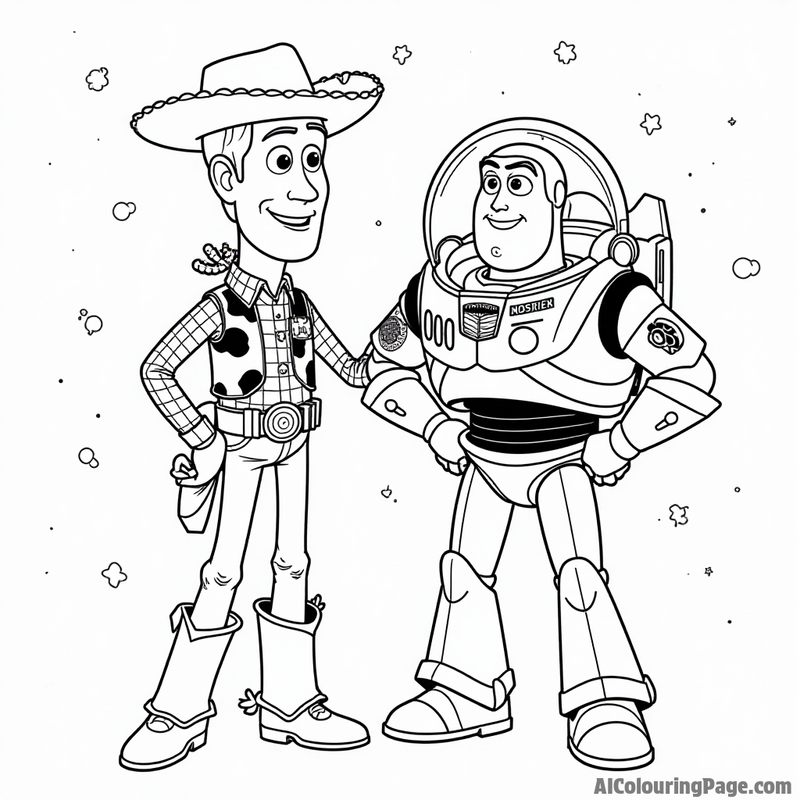 Woody and Buzz Lightyear in space