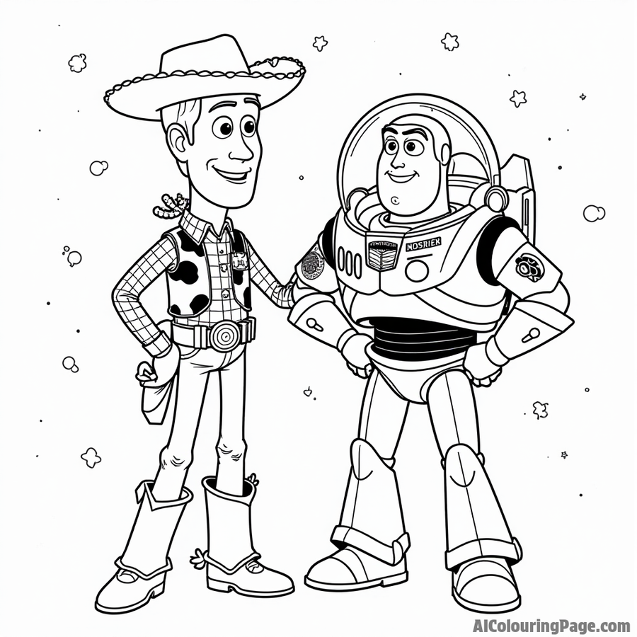 Woody and Buzz Lightyear in space