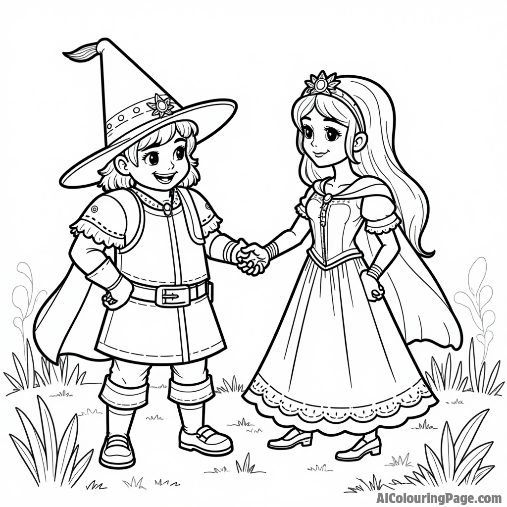 A taco-themed fairy tale book opened with characters like taco knights and taco princesses ready for coloring adventures.