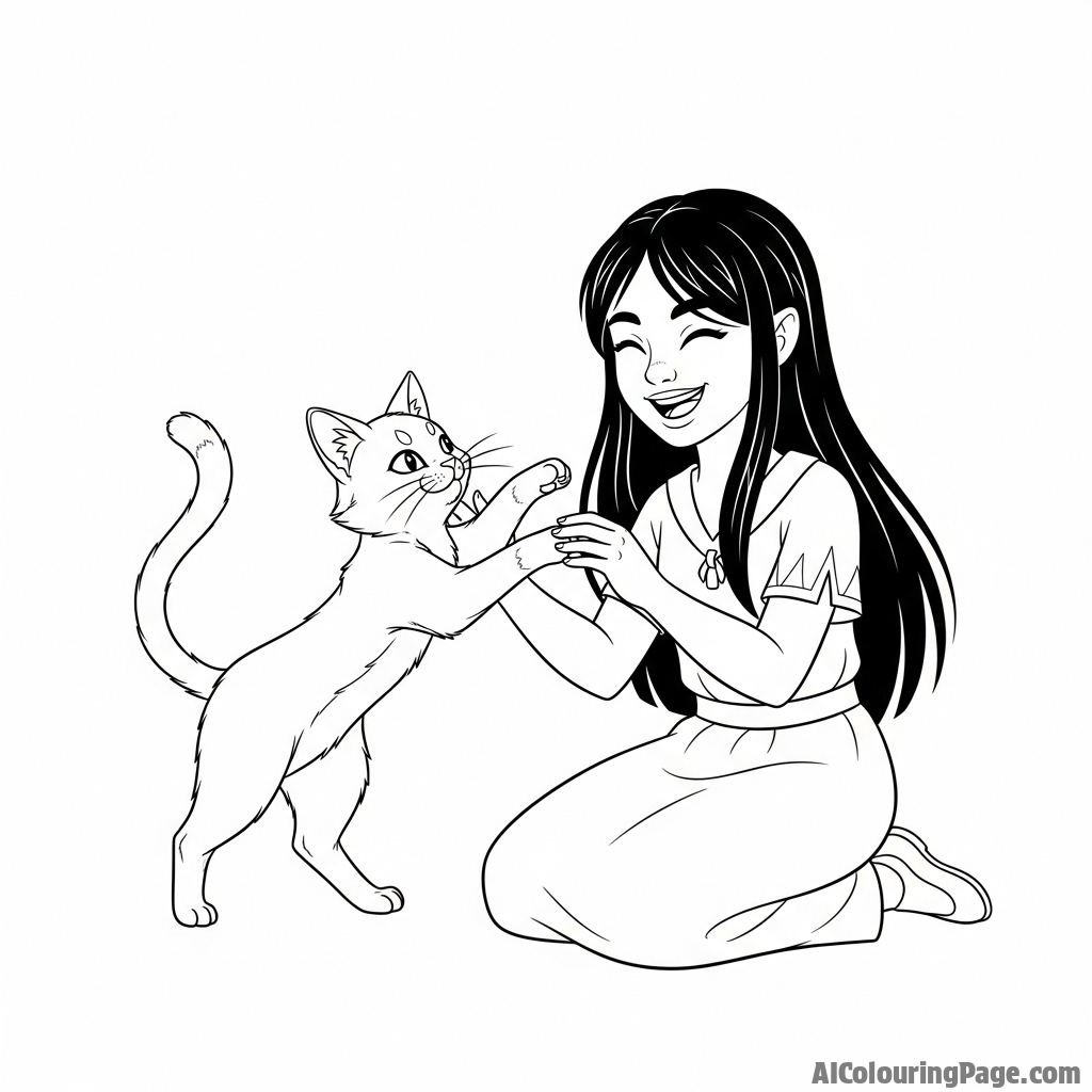 Aphmau playing with her pet Meif’wa cat, both full of joy.