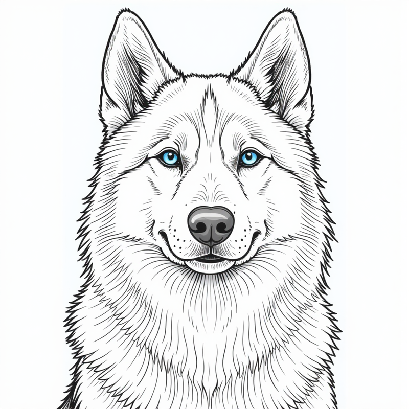 A handsome Husky with blue eyes