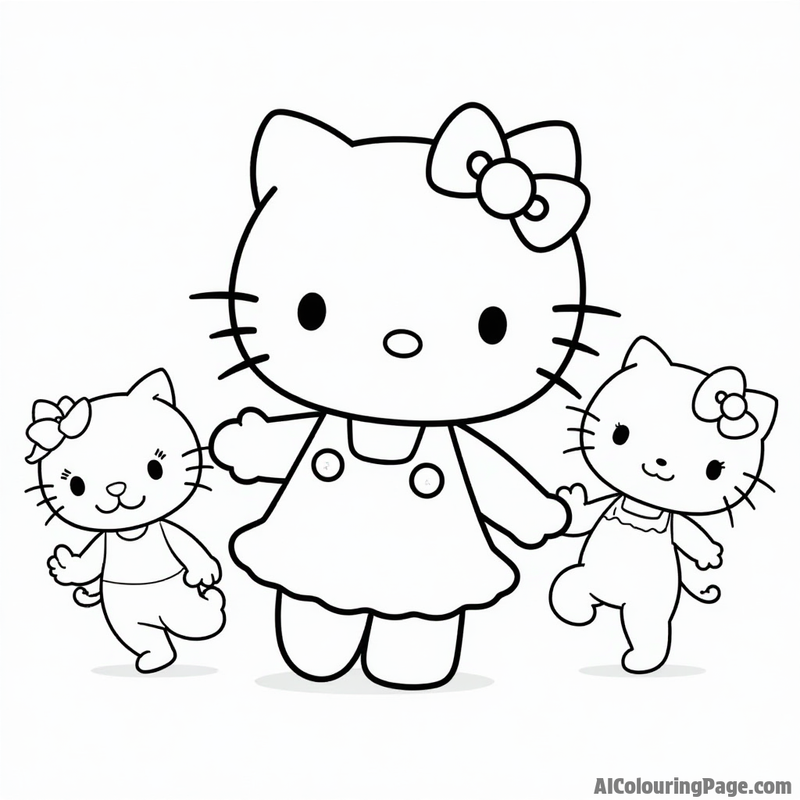 Hello Kitty dancing with friends