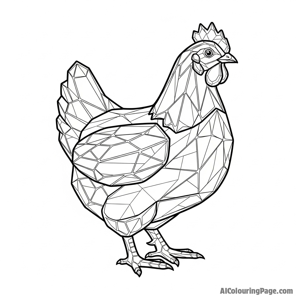 A chicken made of shimmering, transparent crystal.
