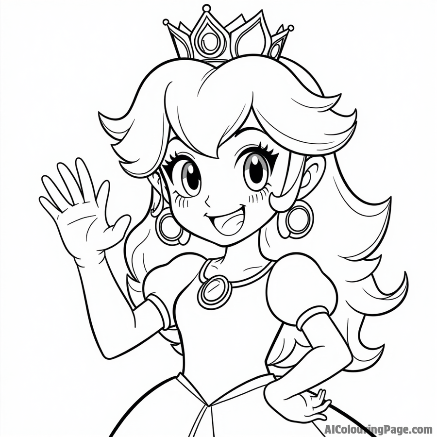 Princess Peach waving