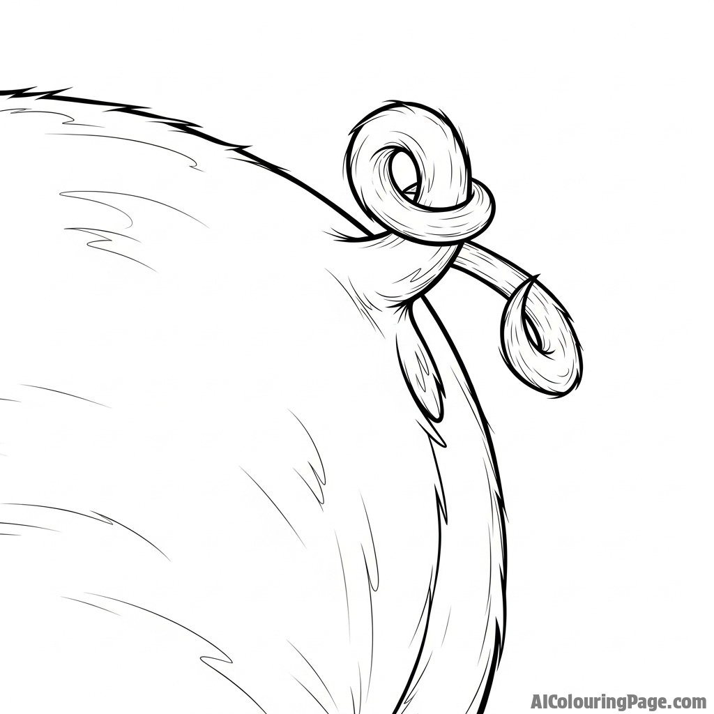 A close-up on the tightly curled tail of a piglet.