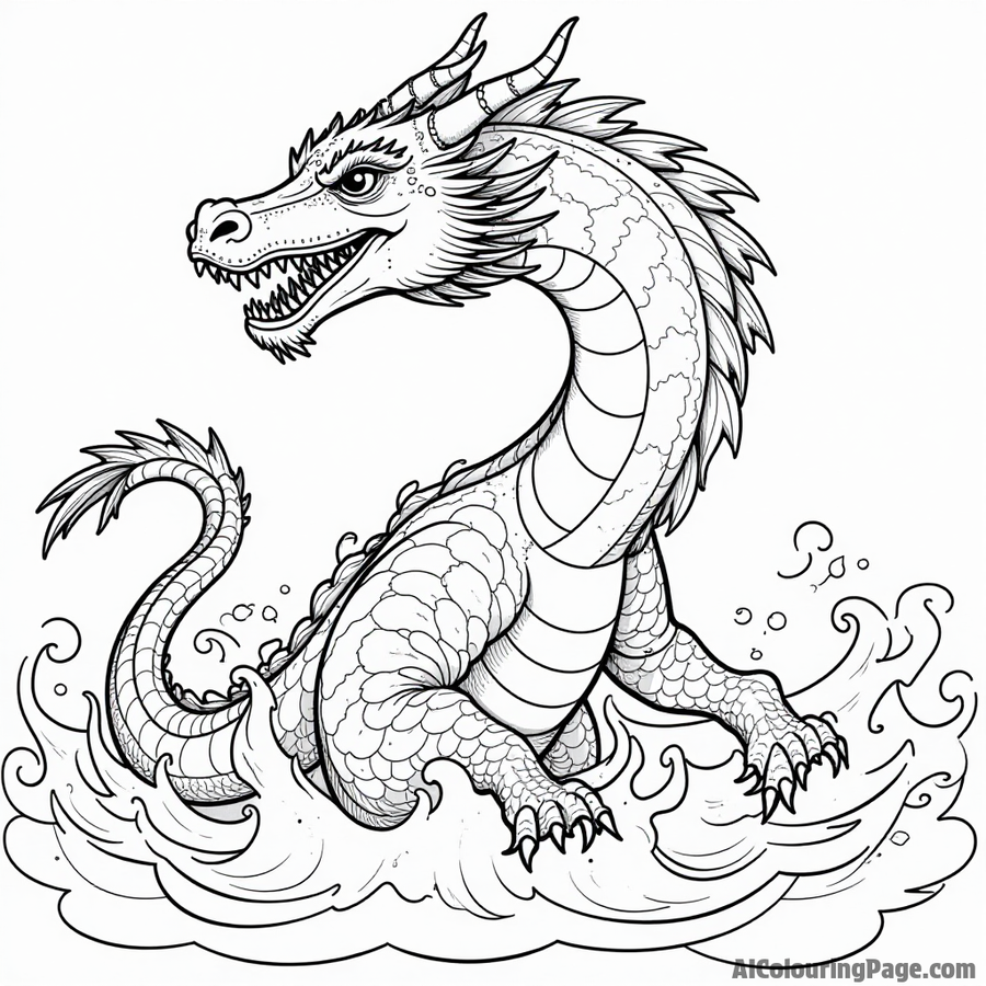 Dragon emerging from the ocean