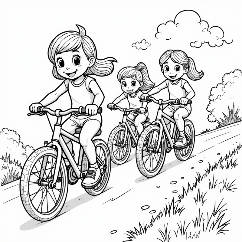 Rainbow Friends riding bikes down a hill