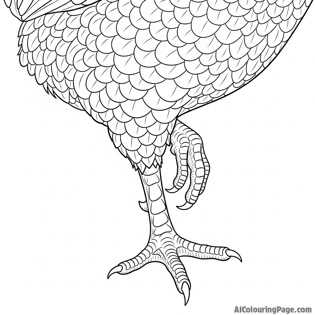 A close-up of the scaly texture of a chicken's leg and foot.