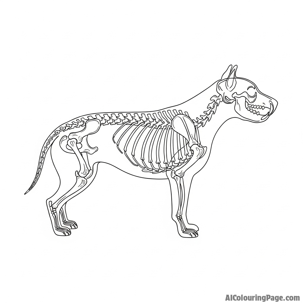 An x-ray image of a dog.