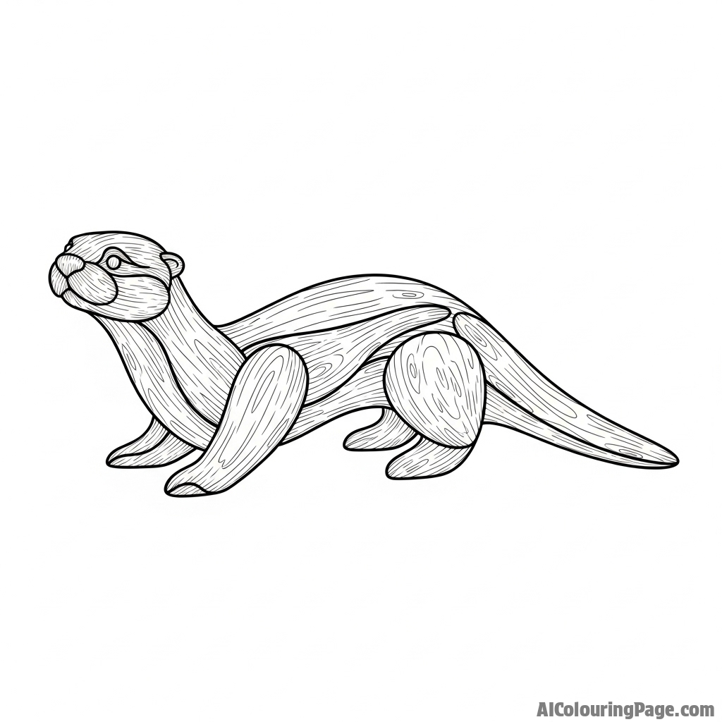 An abstract sculpture of an otter’s form made from polished driftwood.