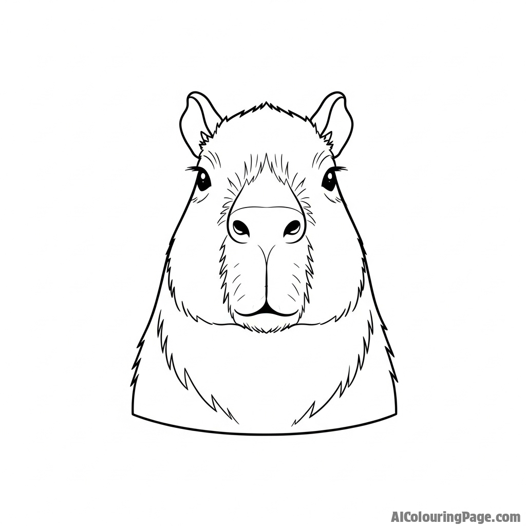 A capybara looking directly at the camera with a calm and knowing gaze.