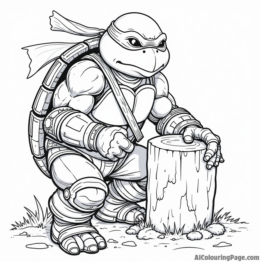 Ninja Turtle carving a statue