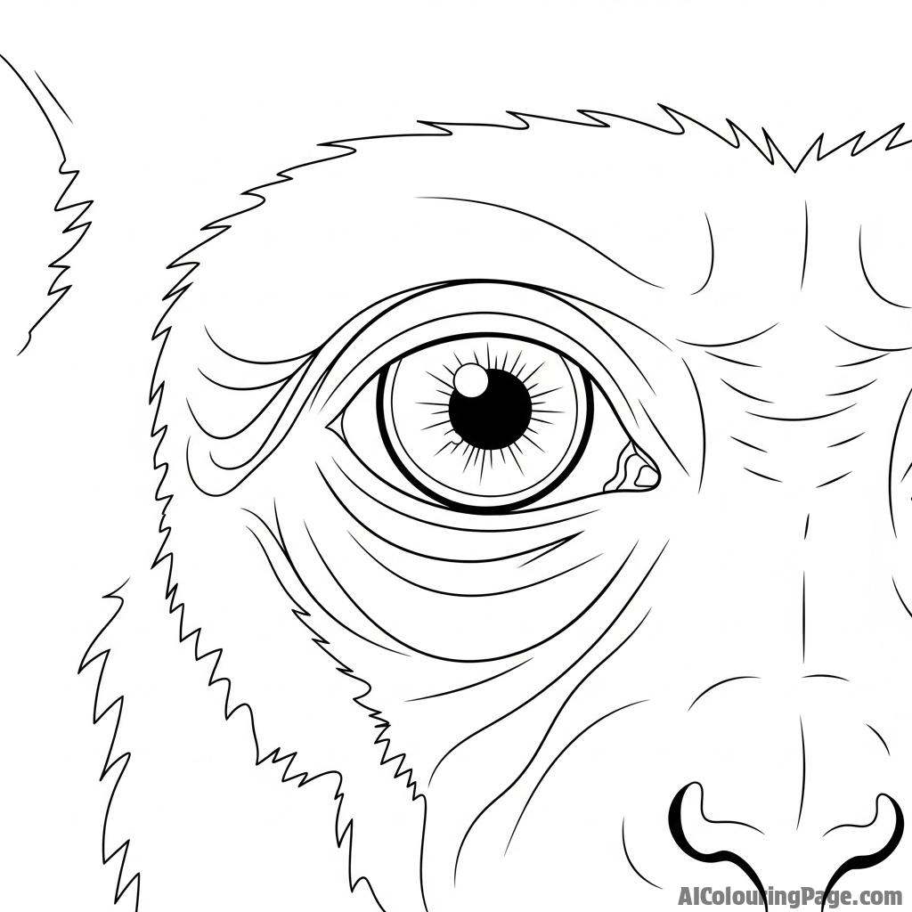A photorealistic image of a monkey's eye, showing deep intelligence and reflection.