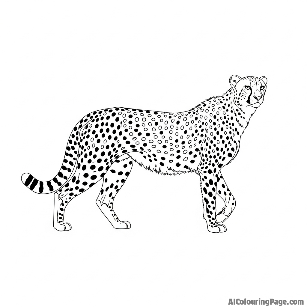 A cheetah isolated against a plain, featureless background, emphasizing its perfect form.