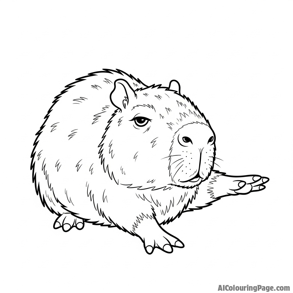 A fuzzy, sleepy capybara just waking up from a nap.