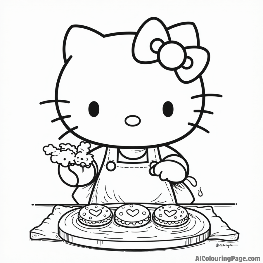 Hello Kitty baking cookies