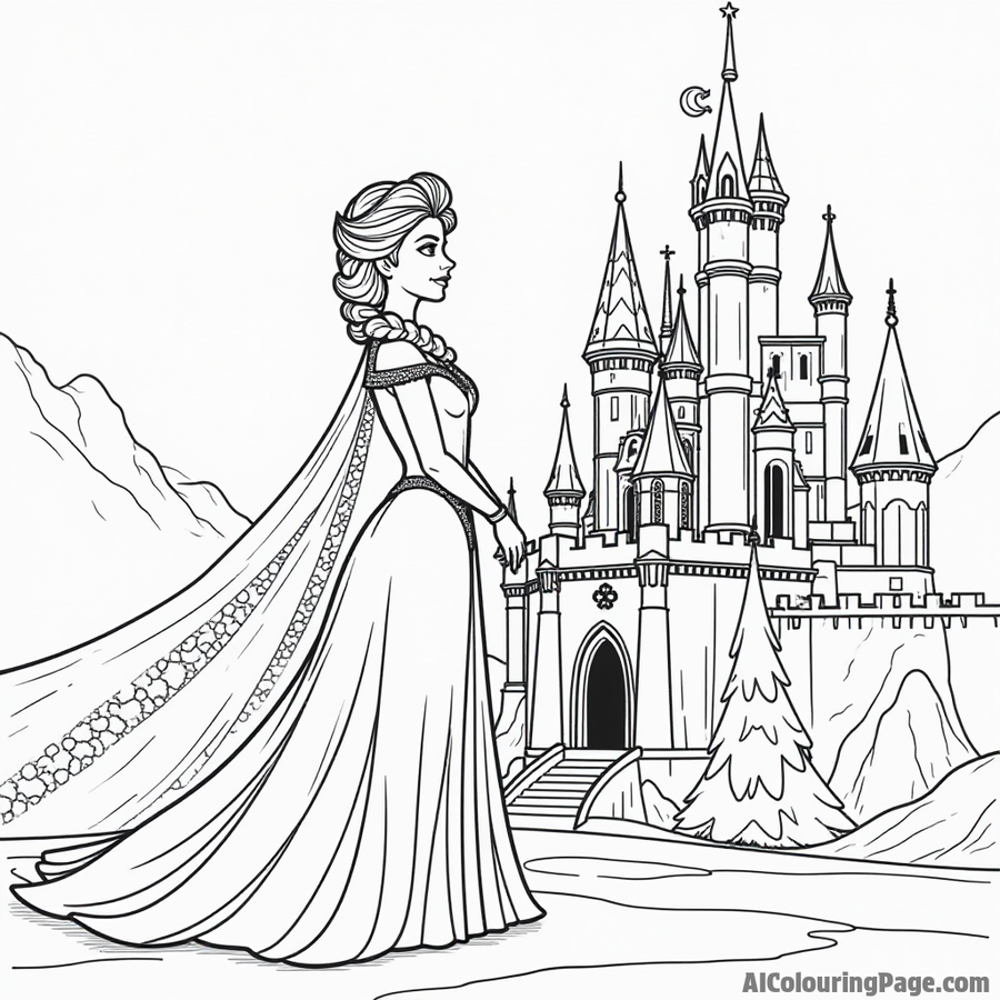 Elsa Coloring Pages And Prompts | AI Colouring Page