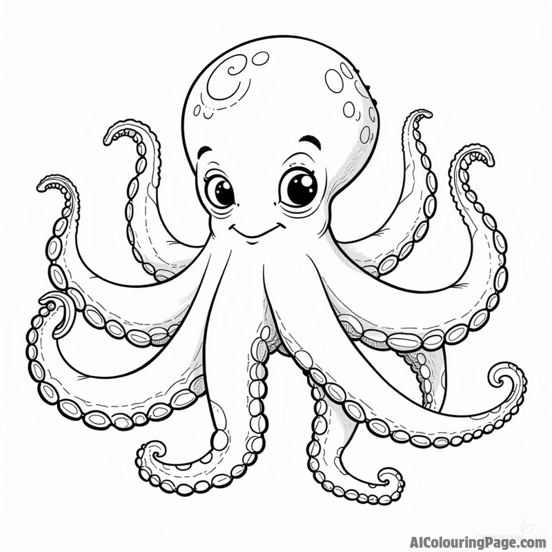 Funny octopus with eight legs