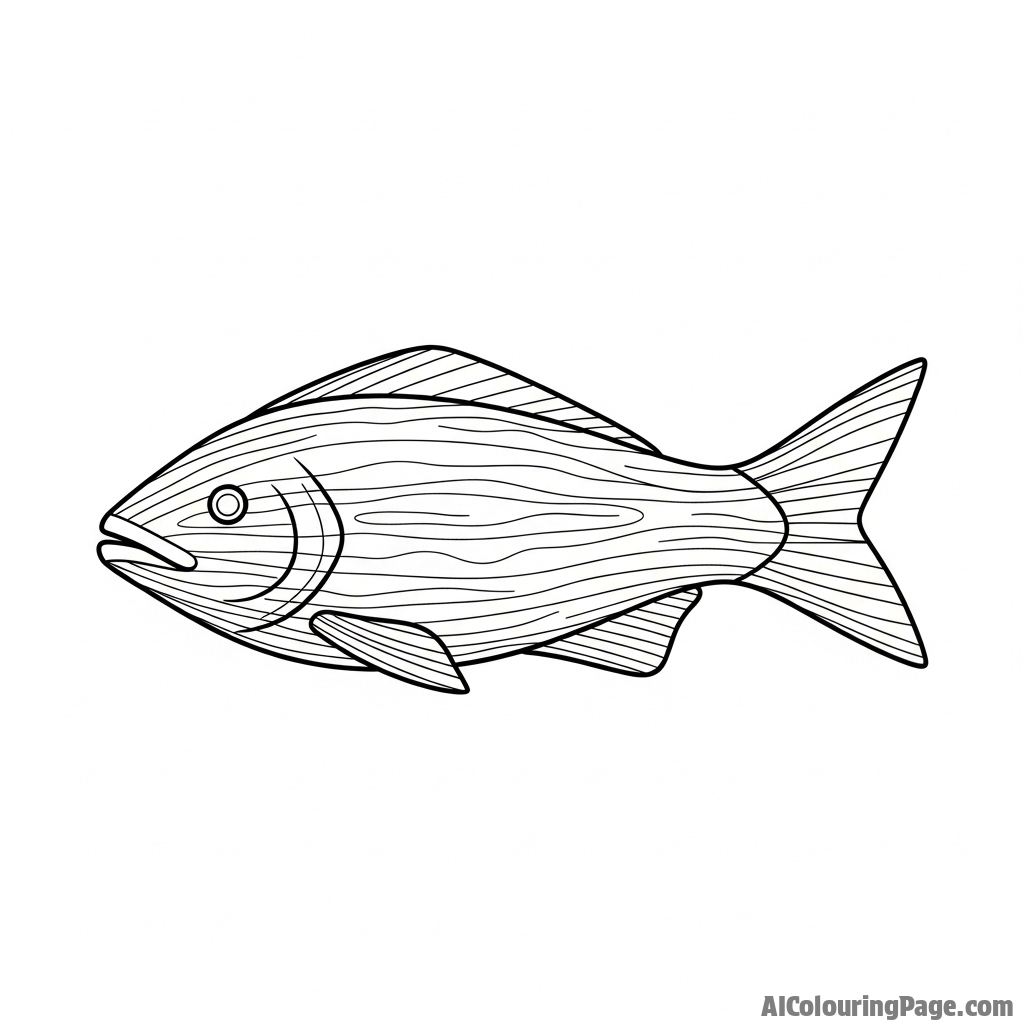 A fish carved from a single piece of polished wood.