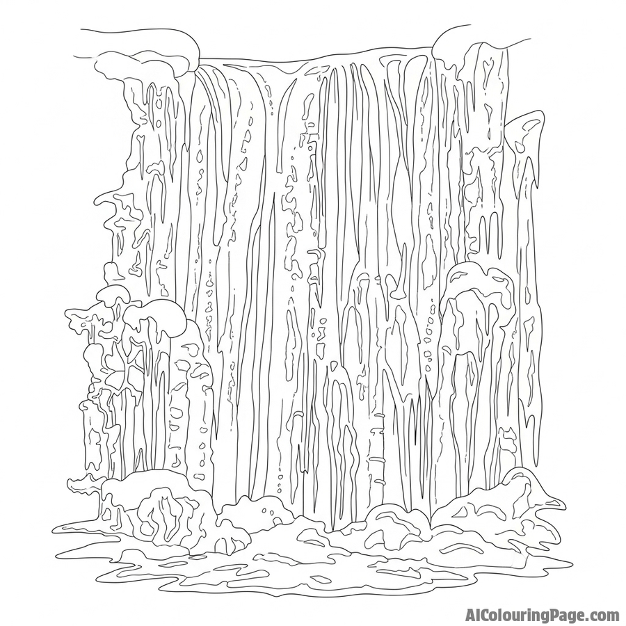Free Waterfall Coloring Pages - Print in 60 Seconds | AI Colouring Page