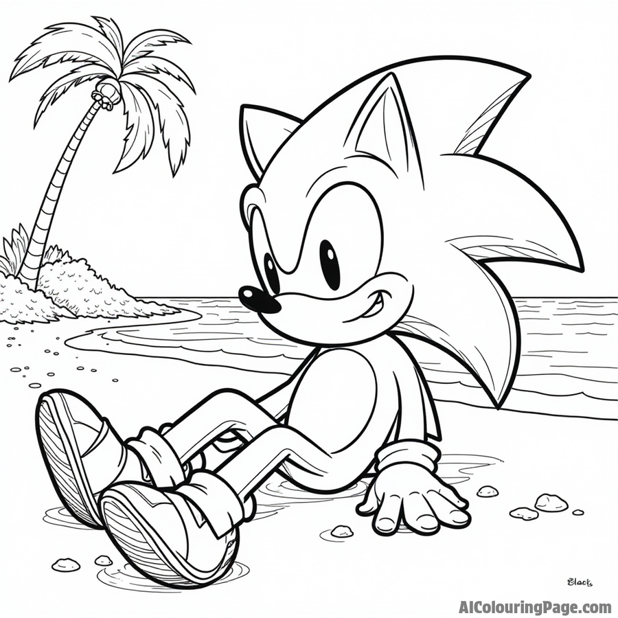 Sonic relaxing on a beach