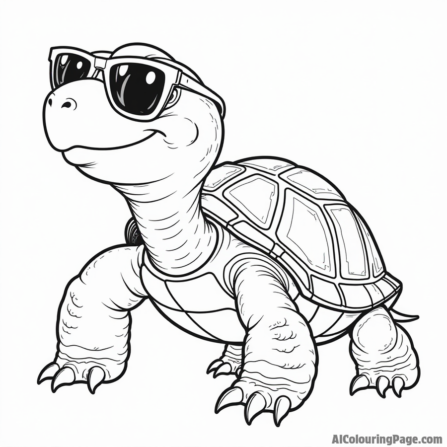 Happy turtle wearing sunglasses