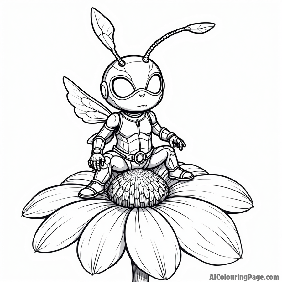 Ant-Man shrunk down on a flower