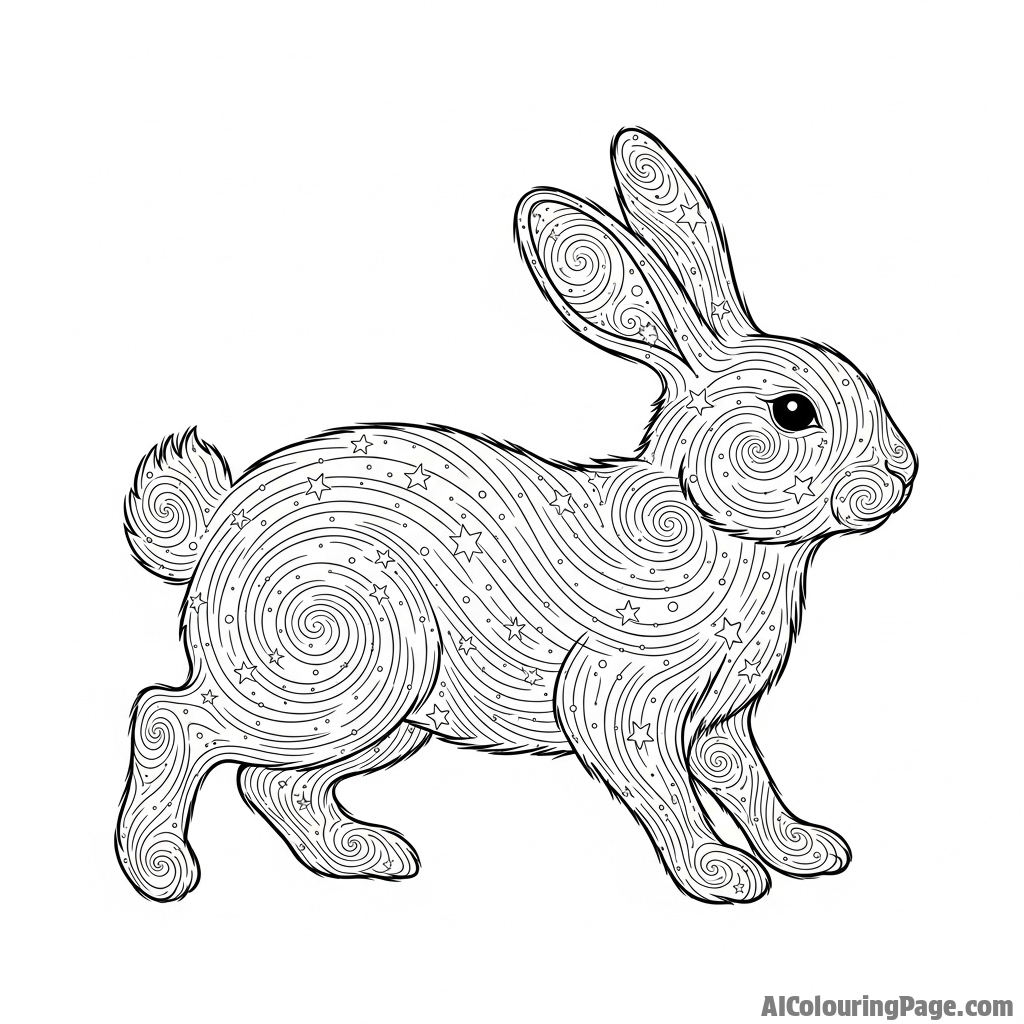 A rabbit made entirely of swirling stardust and nebulae.