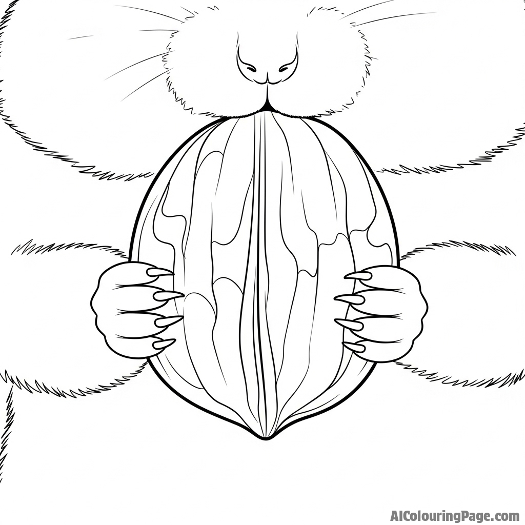 A close-up of a hamster’s paws holding a single large nut