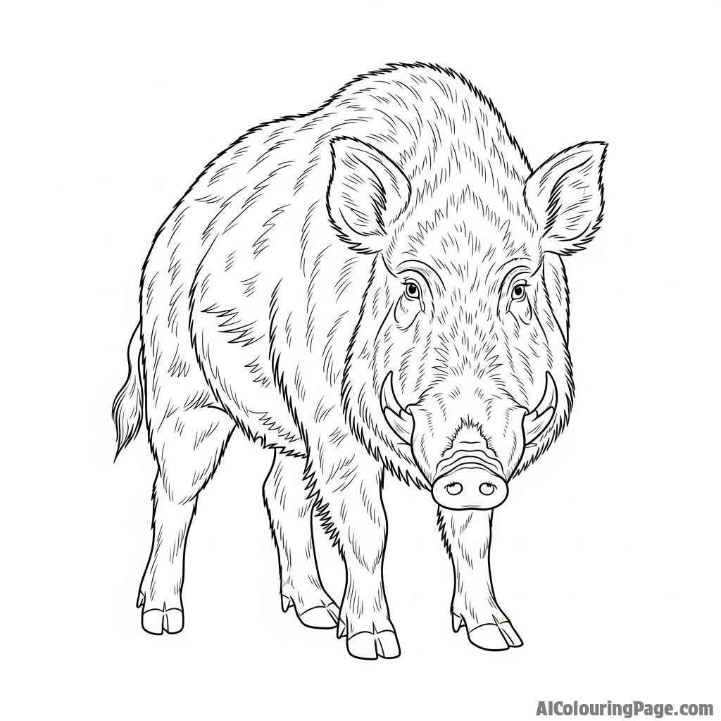 An oil painting of a majestic boar, thick brushstrokes conveying its powerful build.