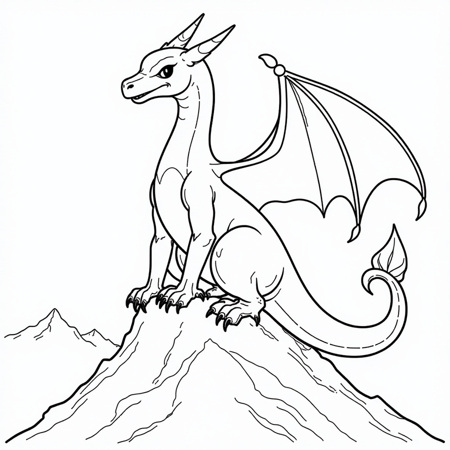 Charizard perched on a mountain