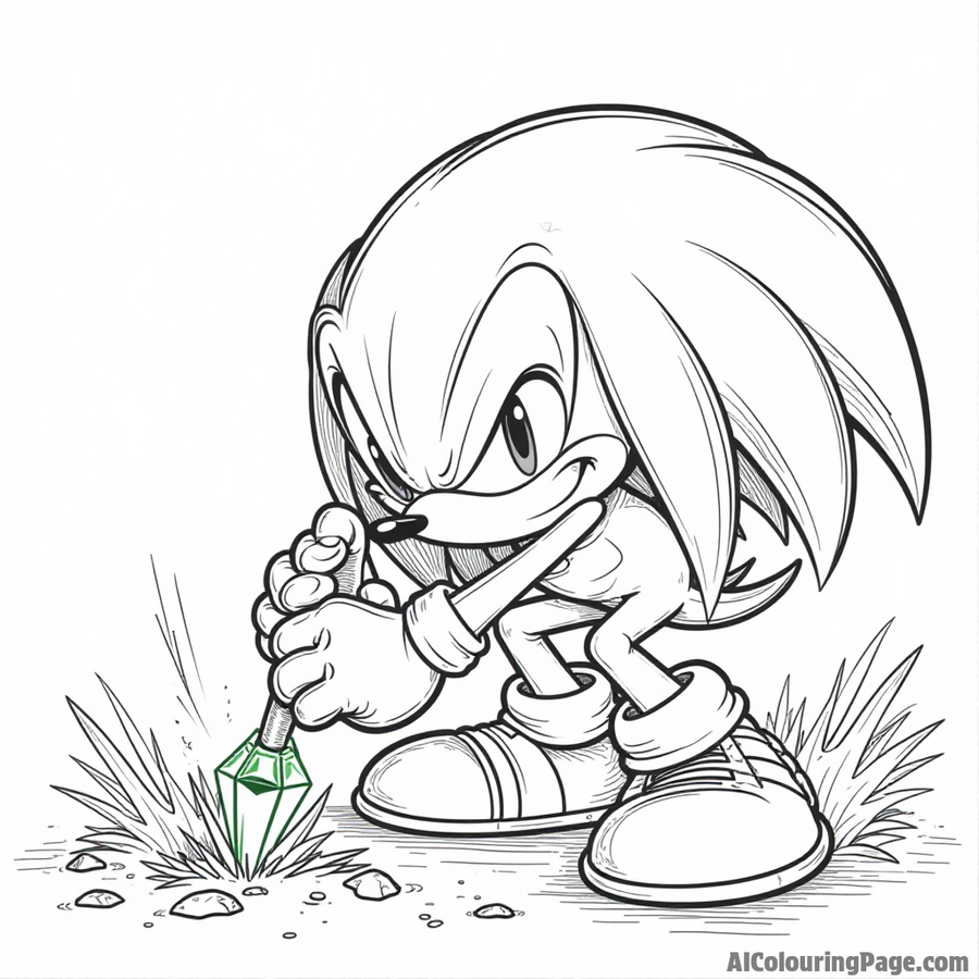 Knuckles digging for the Master Emerald