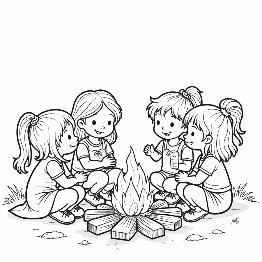 Rainbow Friends having a bonfire