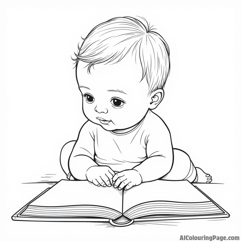 Baby looking at a book