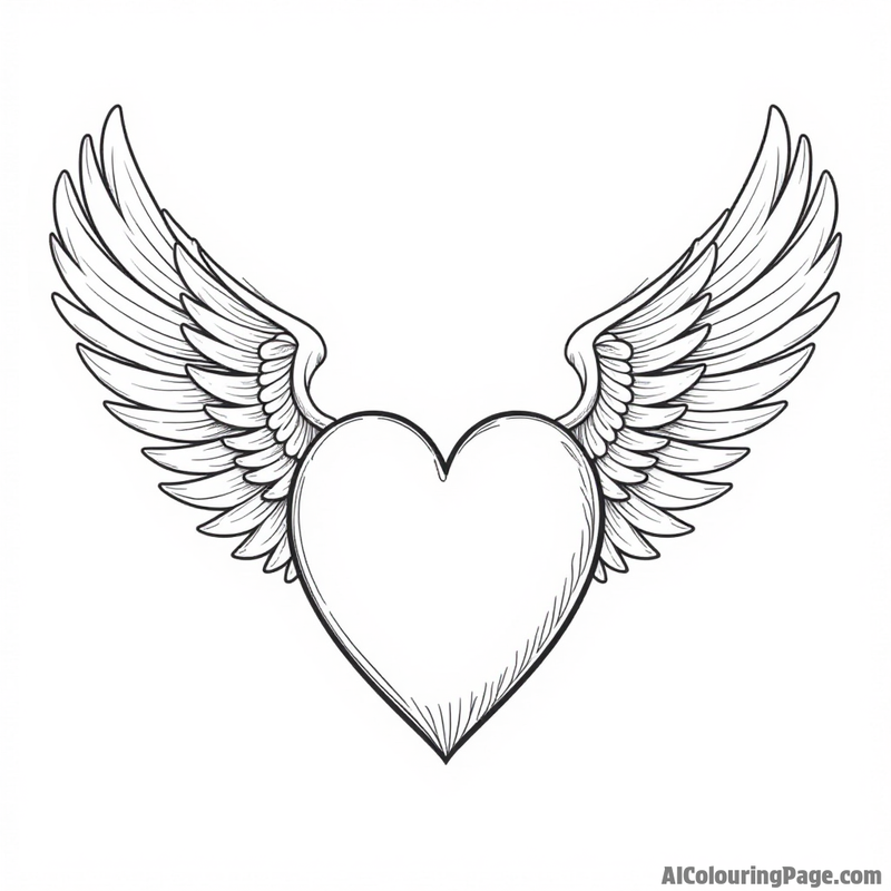 Heart with wings soaring in the sky