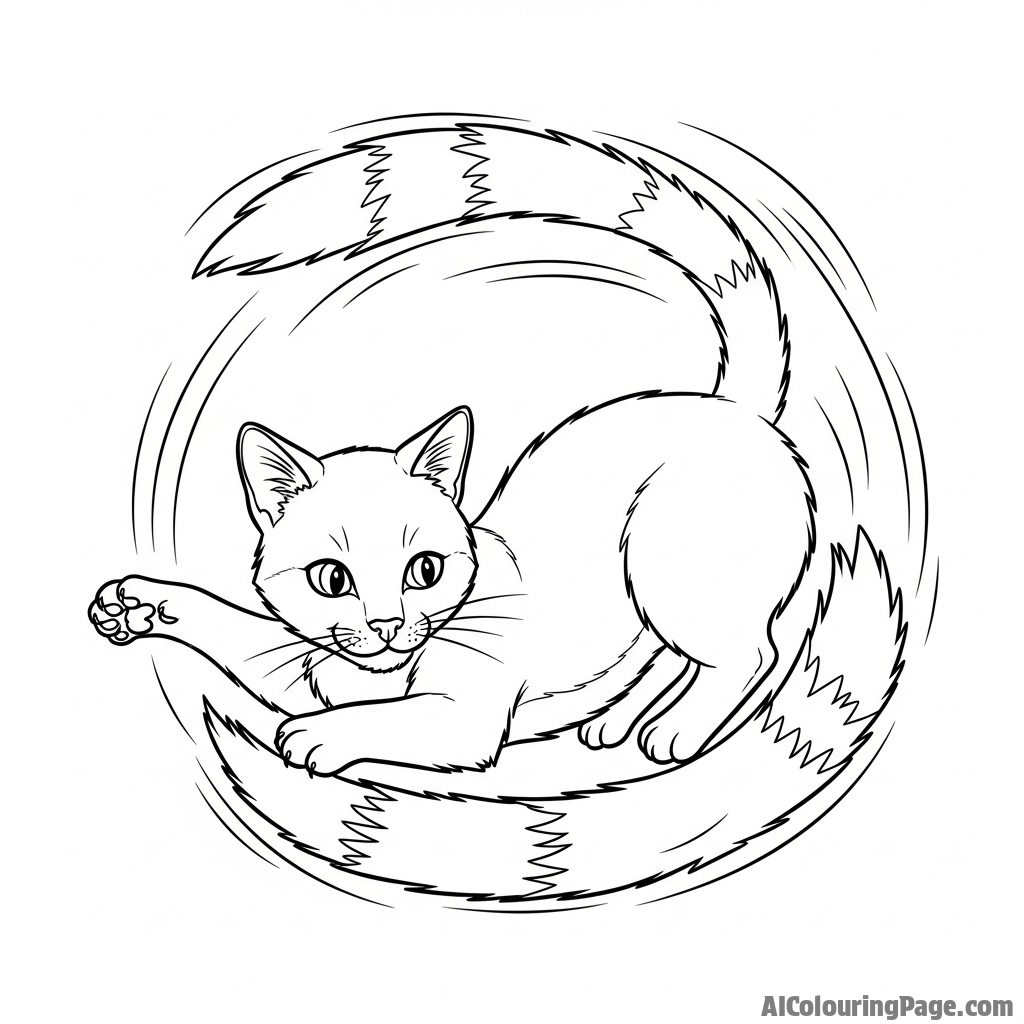 A cat chasing its own tail in a circle.