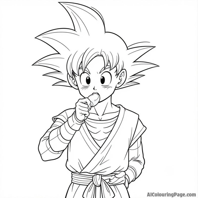 Goku eating a Senzu Bean