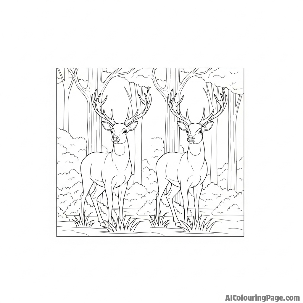 A stereoscopic 3D image of a deer in the woods.