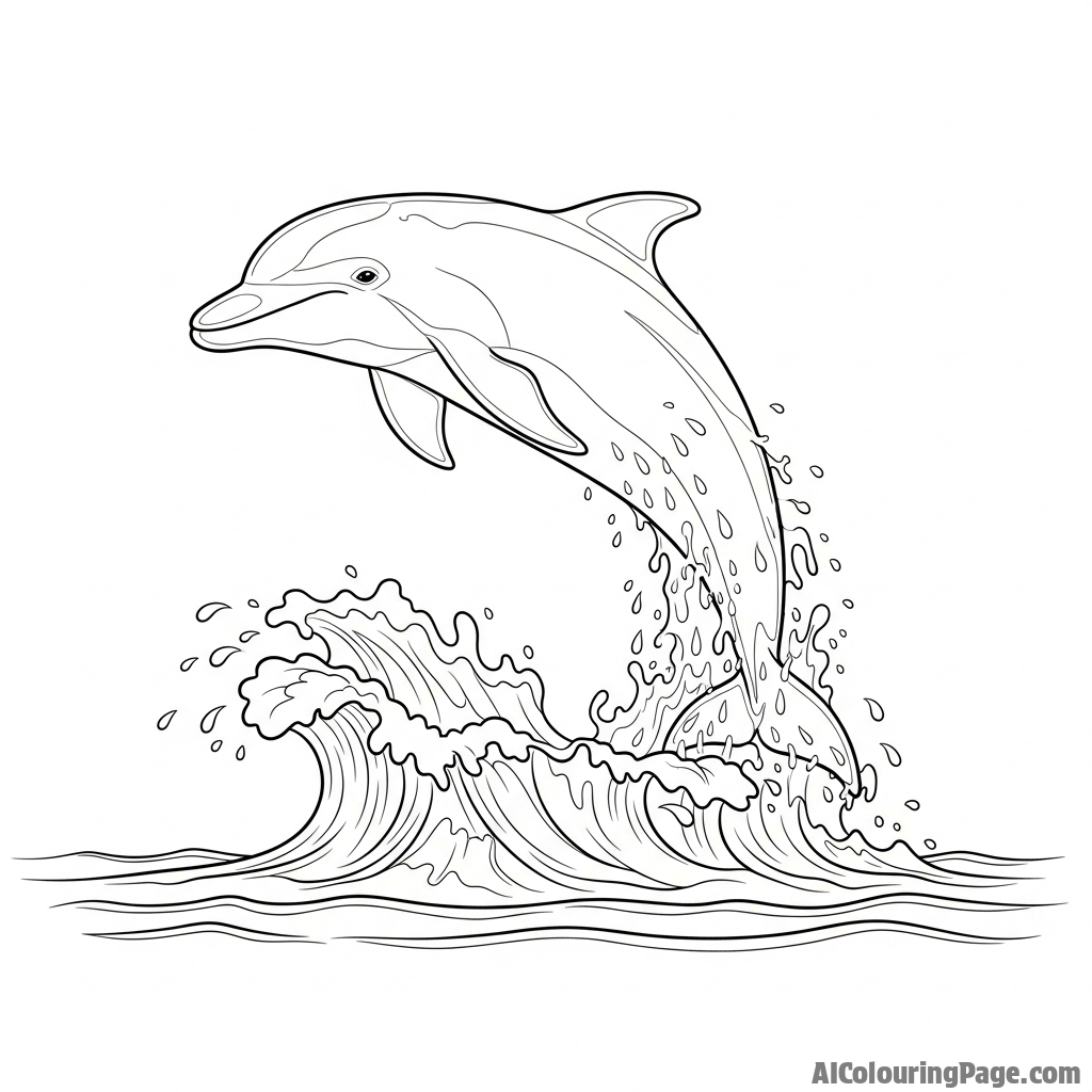 A dolphin gracefully breaching the ocean surface, creating a spectacular, frozen-in-time splash.