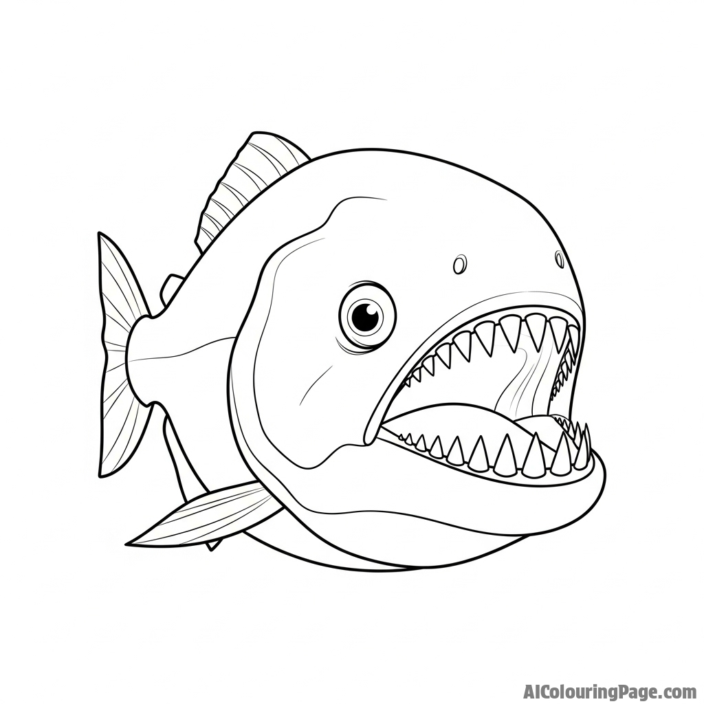 A piranha baring its sharp teeth, a portrait of aquatic ferocity.