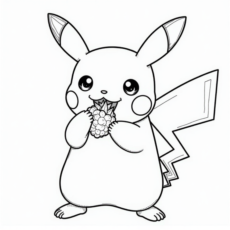 Pikachu eating a berry