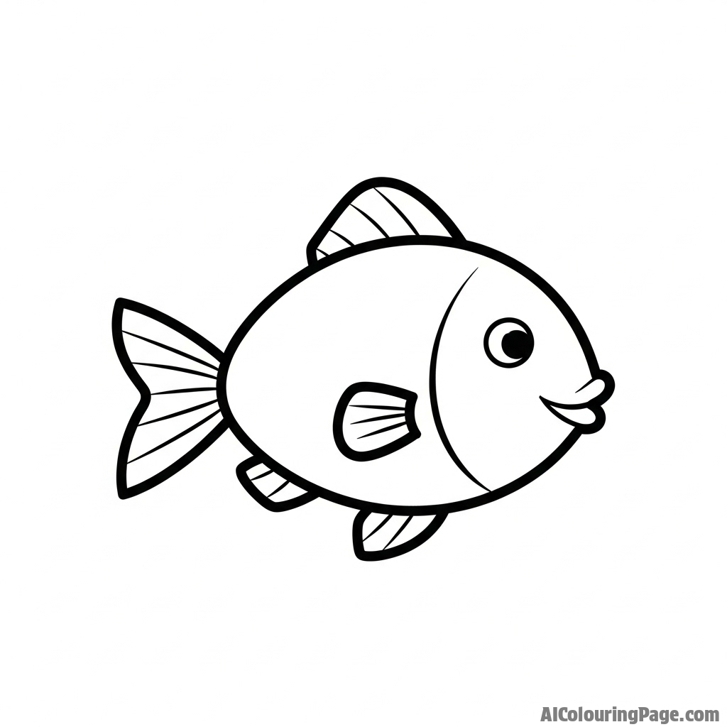 A child’s simple, crayon-style drawing of a single fish.