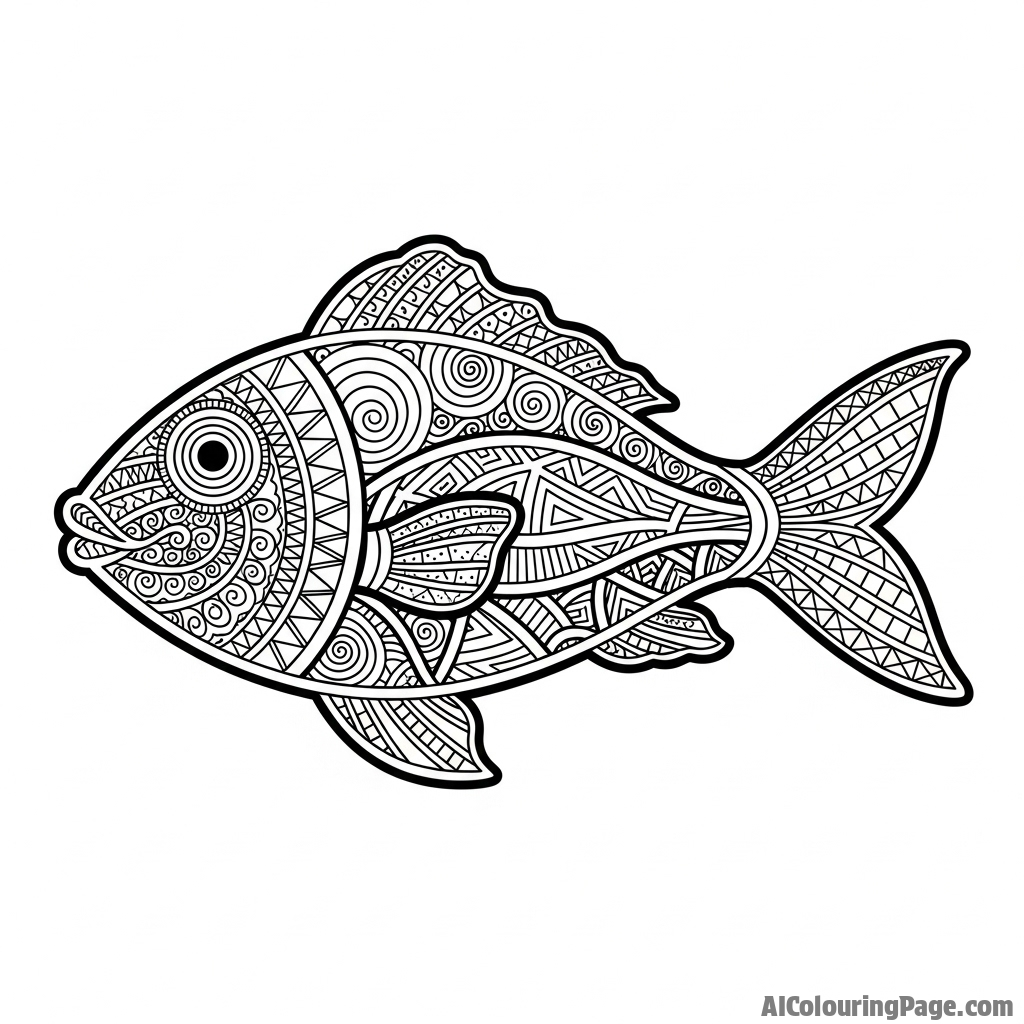 An ancient mosaic depicting a stylized fish.