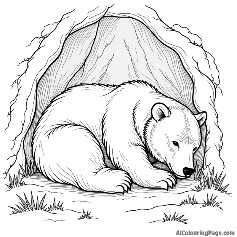 Bear hibernating in a cave