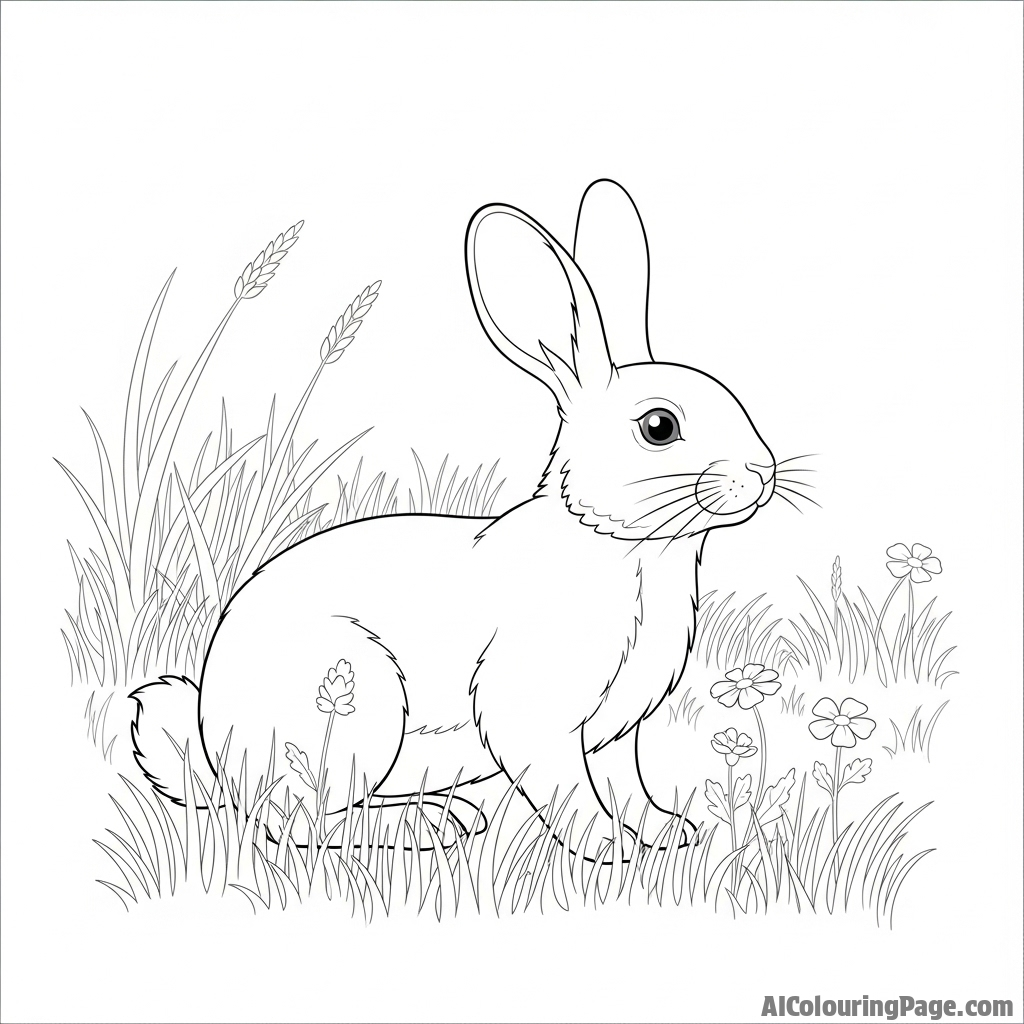 A photographic negative of a rabbit in a field, inverting light and shadow.