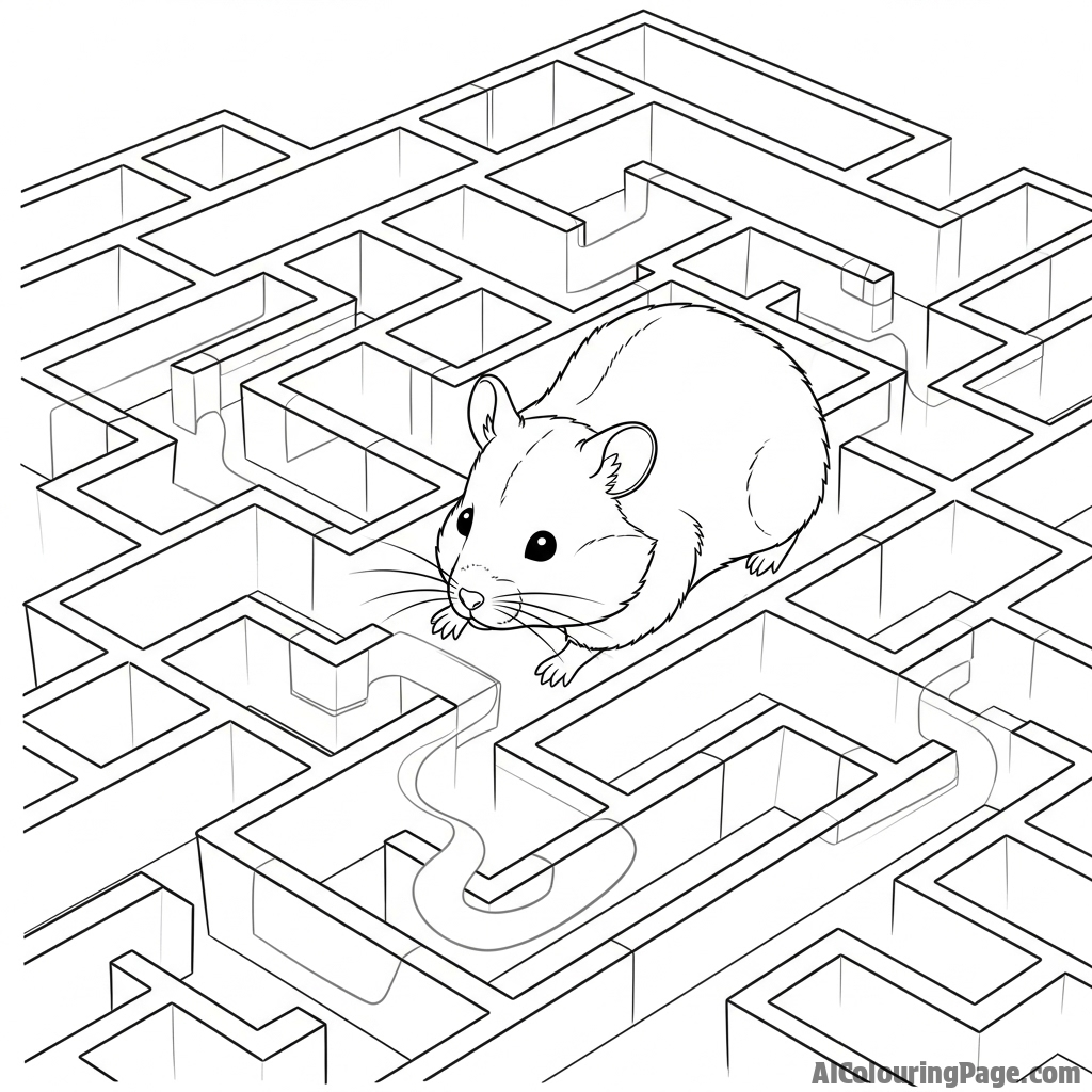 A hamster navigating a complex maze with transparent walls