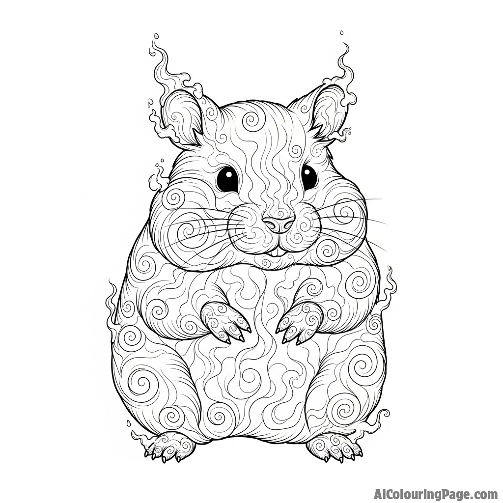 A hamster made entirely of swirling smoke and mist