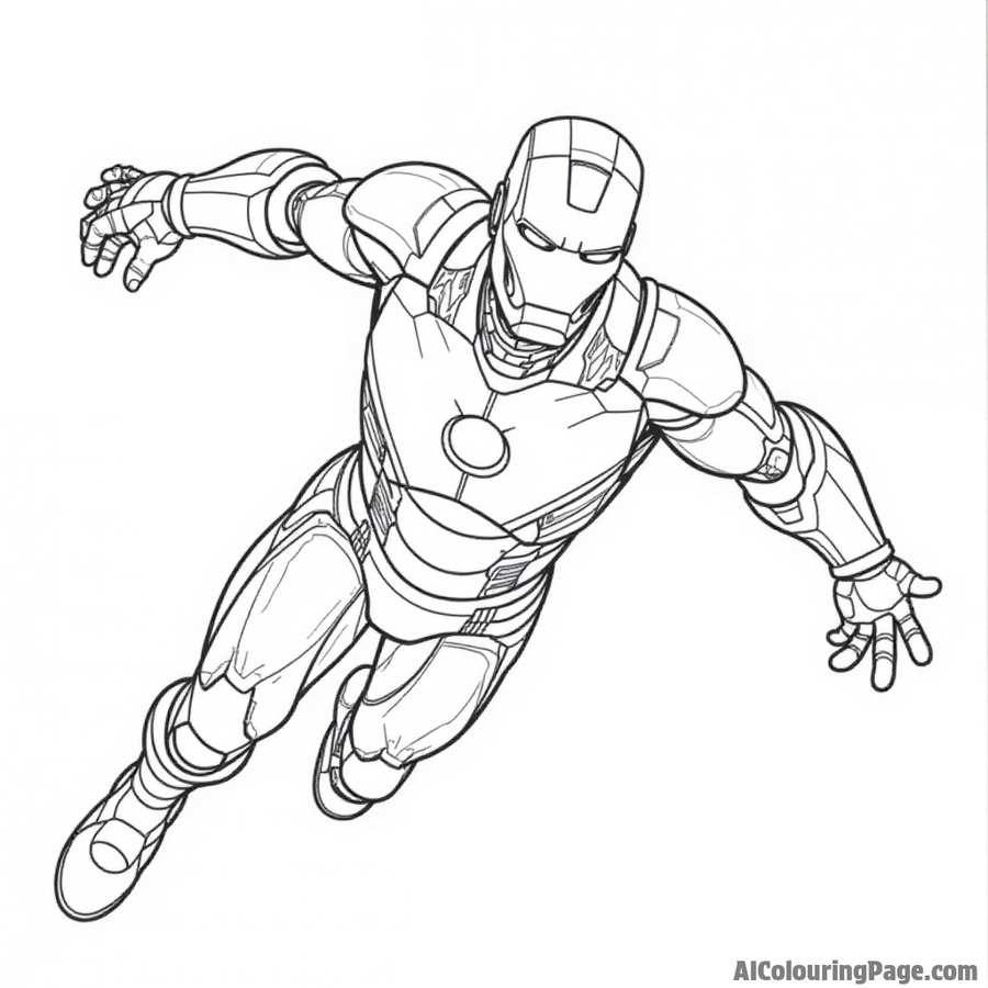 Iron Man in his suit flying