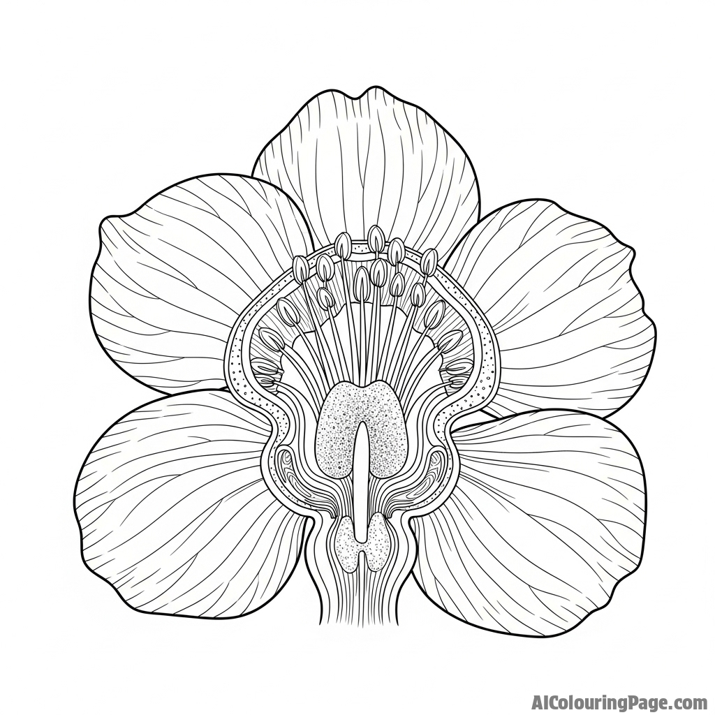 Detailed cross-section of a flower, revealing its anatomy.