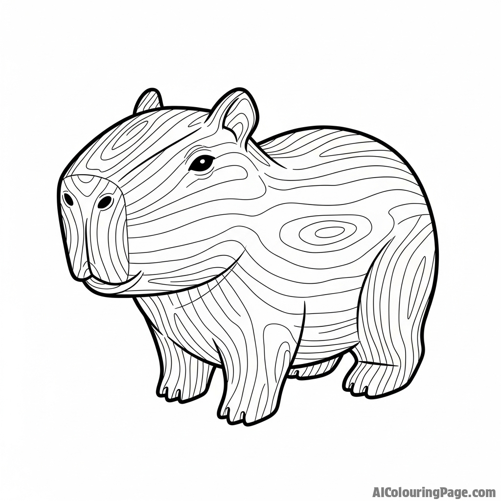 A capybara sculpted from polished wood.